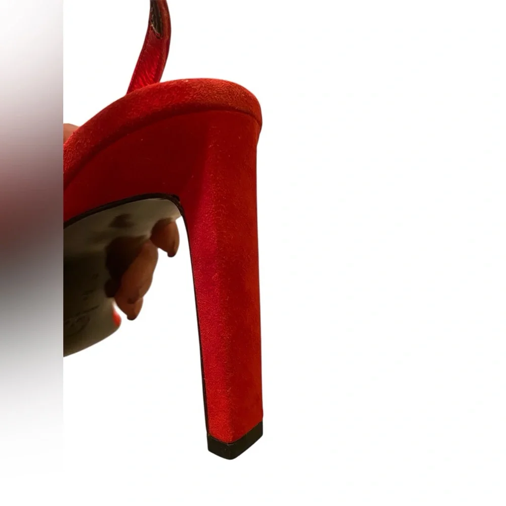 St.John Crystal embellished Red slingback heels